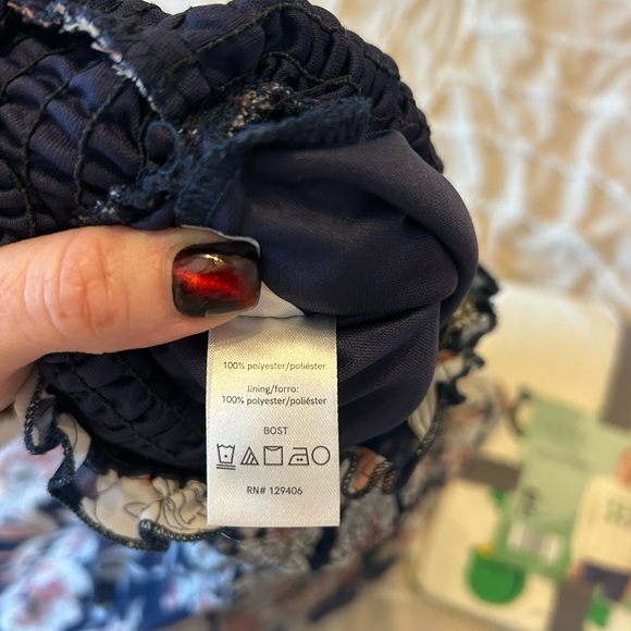 VENUS Floral High Low Dress - Blue and Cream - Picture 7 of 8